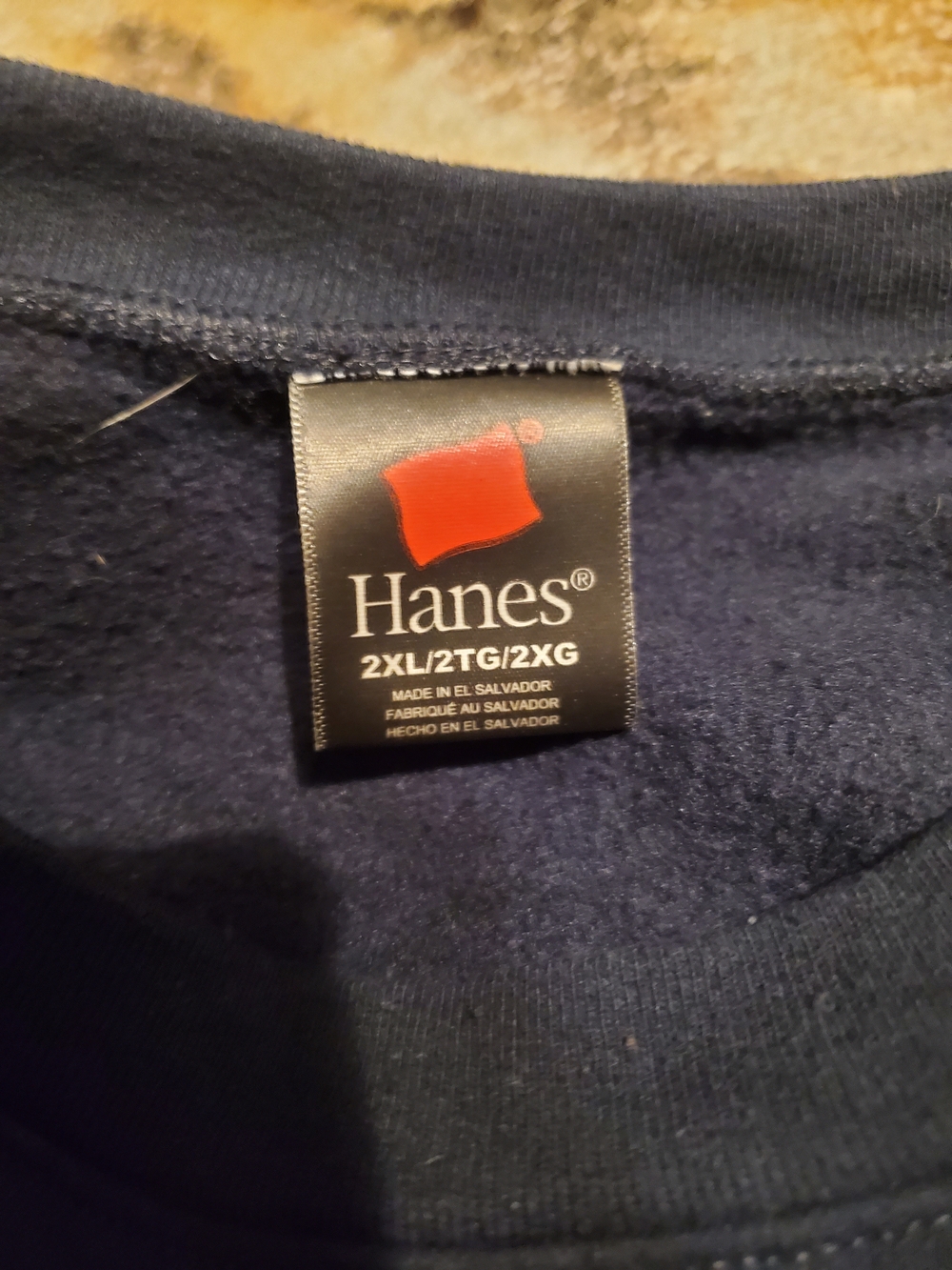 Hanes Men's Navy Crewneck Sweatshirt - Picture 3 of 3